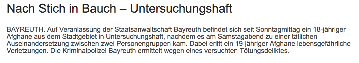 Mitteilung der Polizei Bayreuth. Screenshot: CORRECTIV