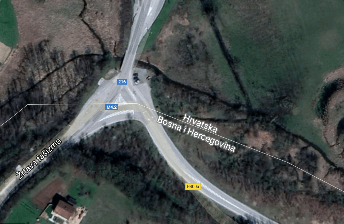 Google-Maps-Karte: Die Straße, die die etwa 100 Flüchtlinge überquert haben, um nach Kroatien zu gelangen. 