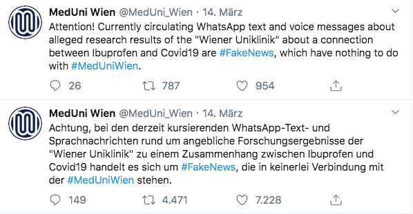 Tweet Medizinische Uni Wien