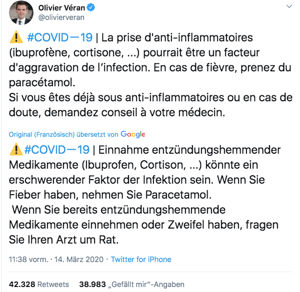 Tweet französischer Gesundheitsminister