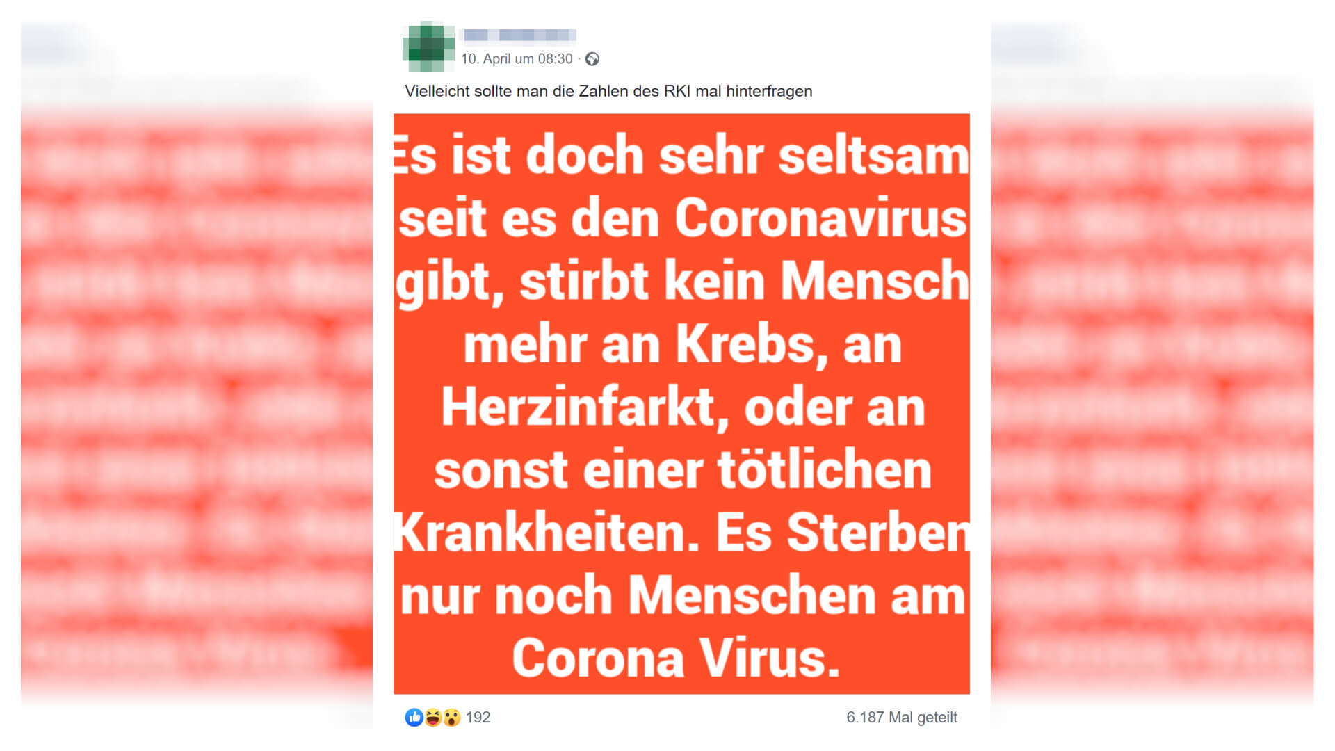 Dieser Facebook-Beitrag stellt eine Behauptung über die Todesursachen in Deutschland auf.