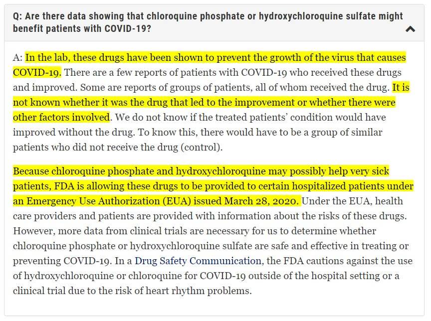 FDA: FAQ zu Chloroquin