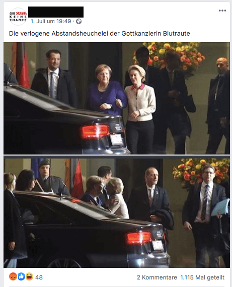 Facebook-Beitrag über Merkel und Von der Leyen
