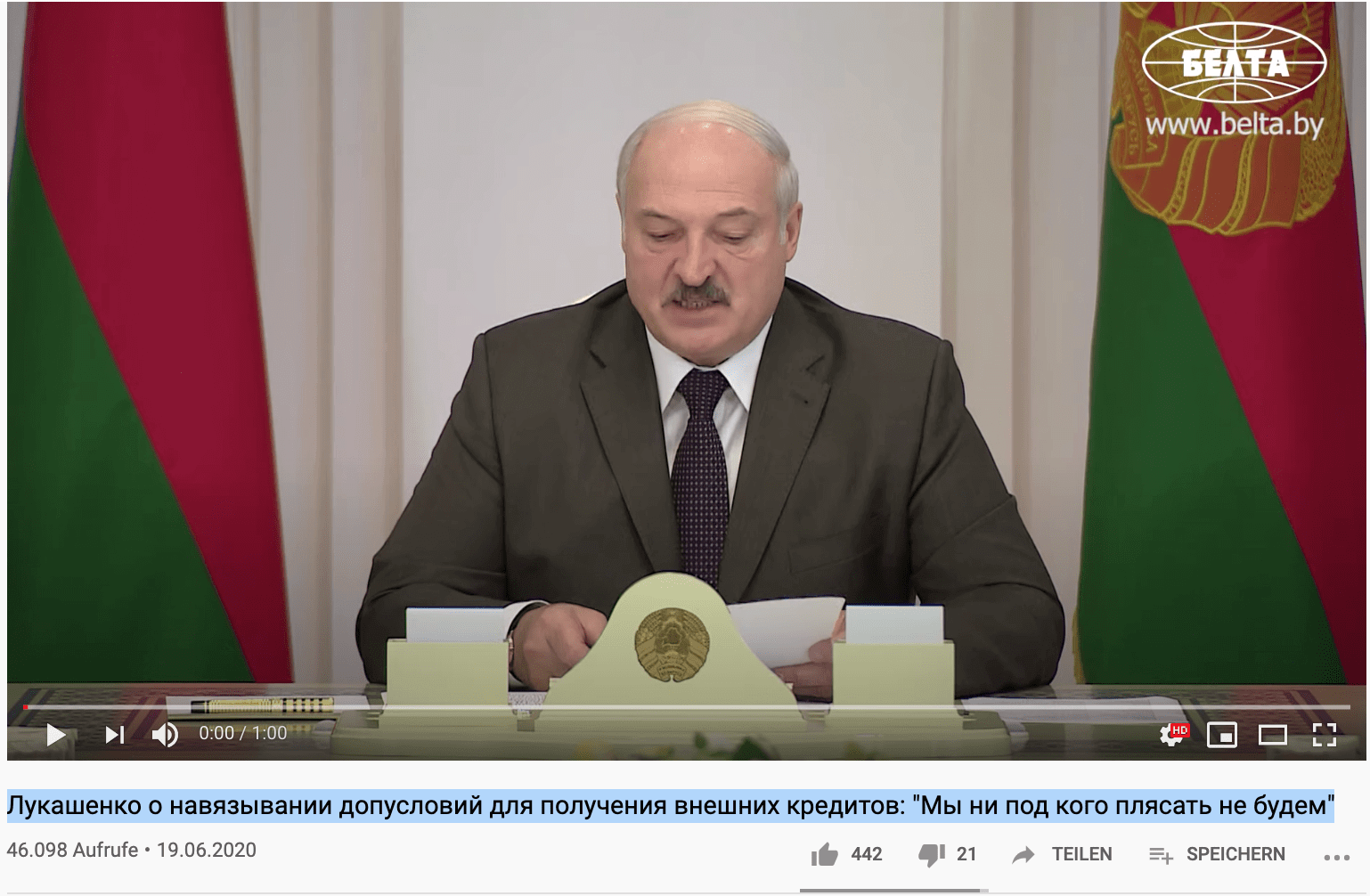 Alexander Lukaschenko, Präsident von Belarus spricht in Minsk mit Regierungsvertretern