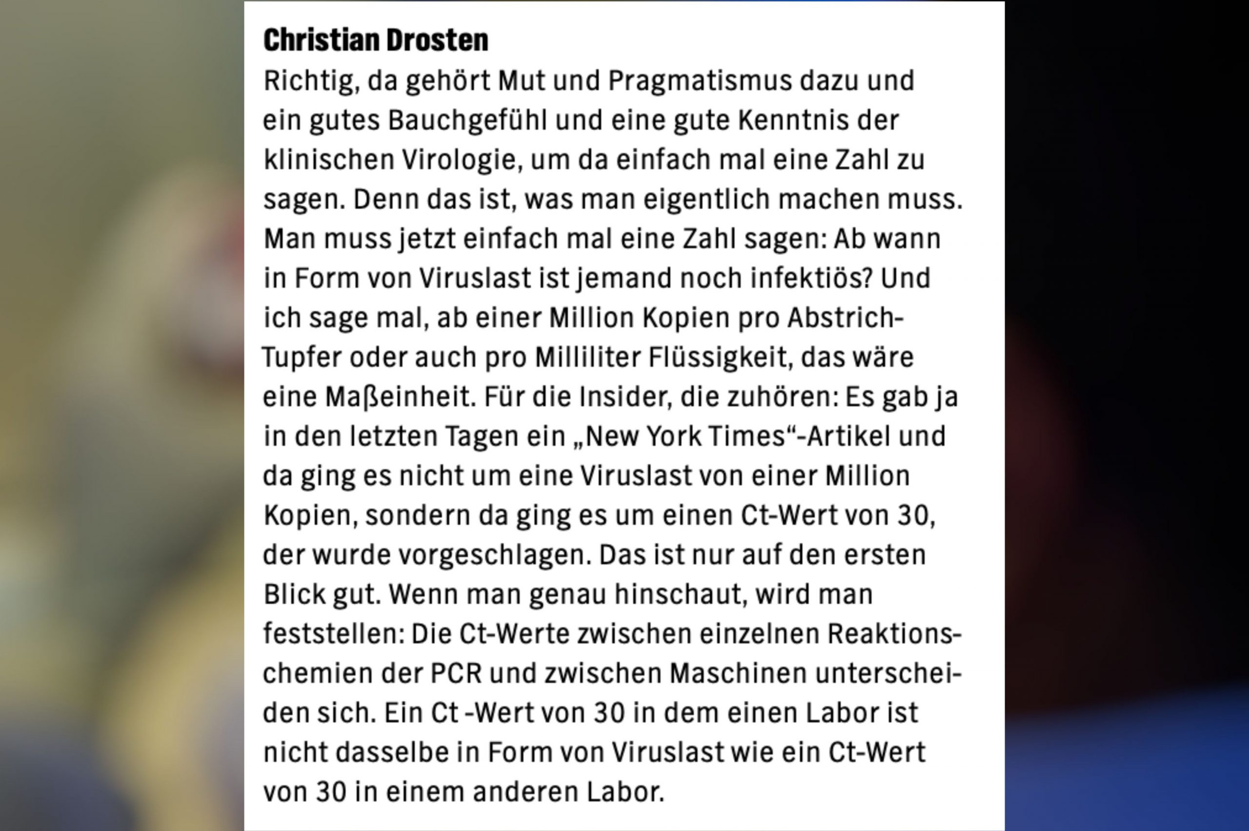 Christian Drosten hat sich im Podcast mit dem NDR am 9. September zum Bericht der New York Times geäußert.
