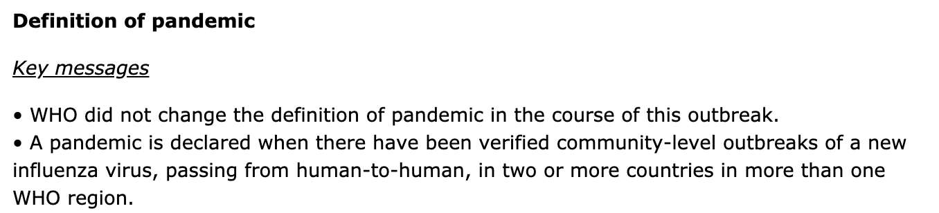 Statement der WHO zur Definition einer Pandemie vom 11. Januar 2010. 