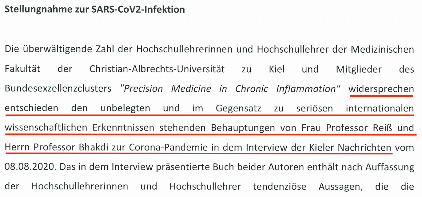 Mitarbeiter der Universität Kiel haben eine Stellungnahme zu den Aussagen von Bhakdi zur Corona-Pandemie veröffentlicht.