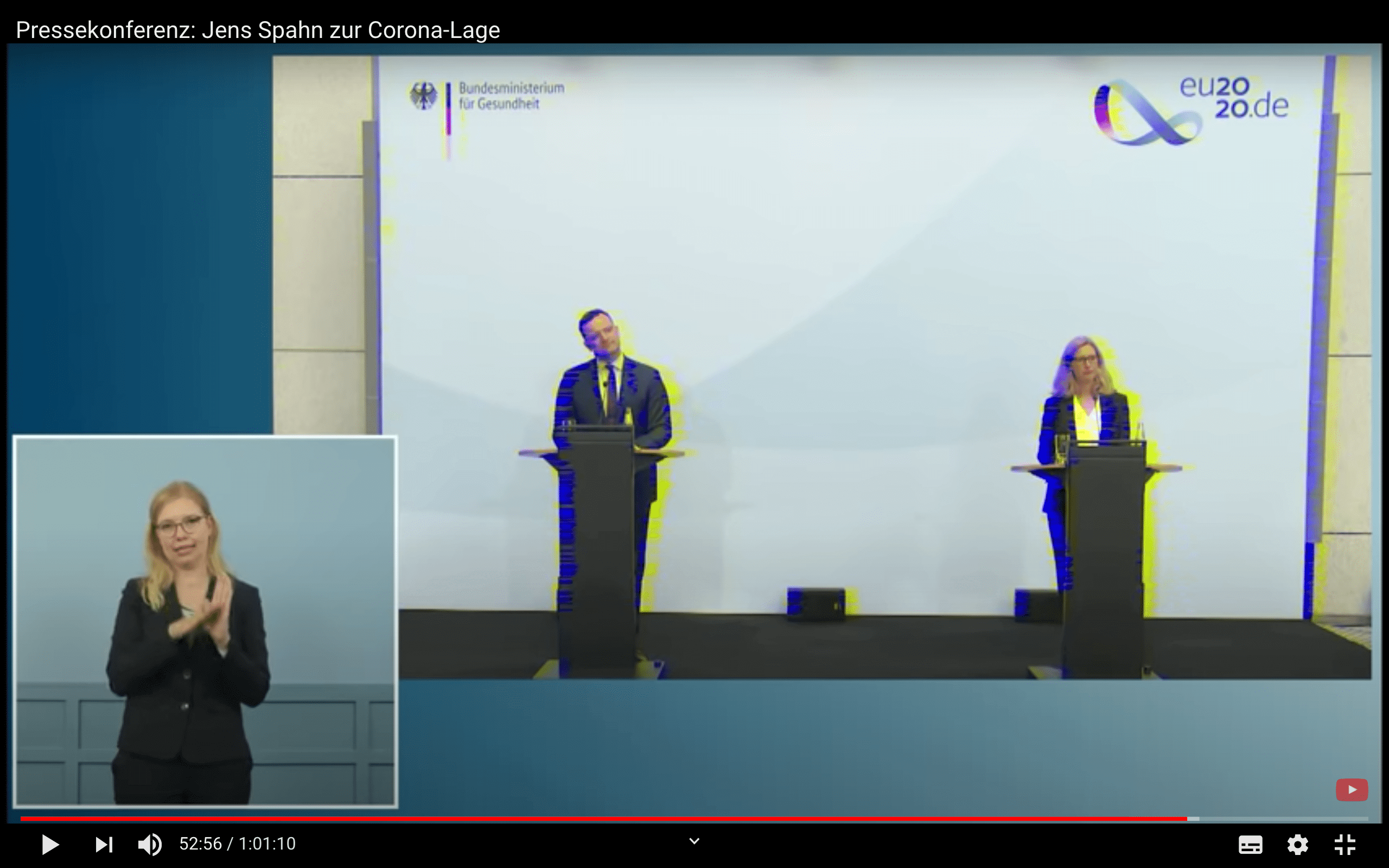 Screenshot aus dem Original-Video von Jens Spahn bei der Pressekonferenz am 6. August. 