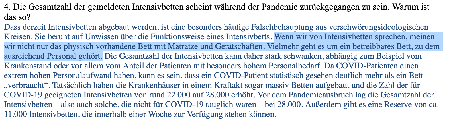 Auszug aus der E-Mail eines Sprechers der Deutschen Krankenhausgesellschaft.