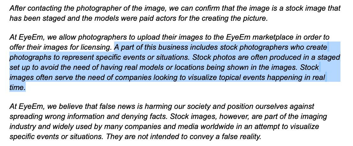 Ein Sprecher der Fotoagentur EyeEm schrieb uns, in welchem Kontext das Foto entstanden ist.