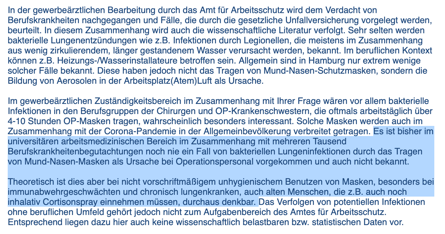 Ausschnitt aus der E-Mail des Sprechers der Hamburger Behörde für Justiz und Verbraucherschutz. (Screenshot: CORRECTIV.Faktencheck)