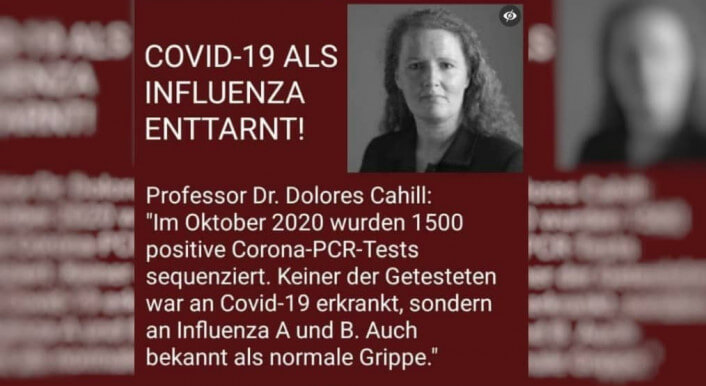 Dolores Cahill habe „Covid-19 als Influenza enttarnt“, wird auf Facebook behauptet. Doch das stimmt nicht.