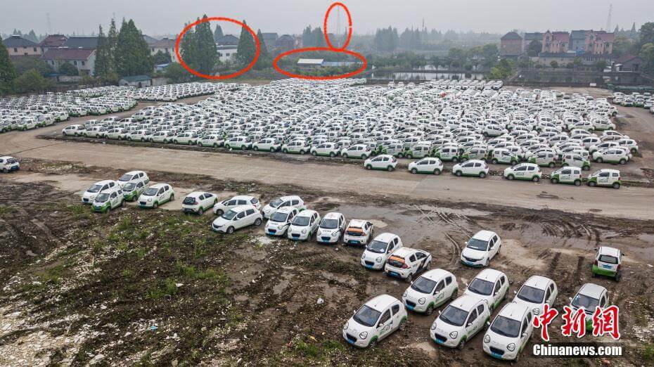 Aufnahme der E-Autos auf dem Blog Shanghaiist.