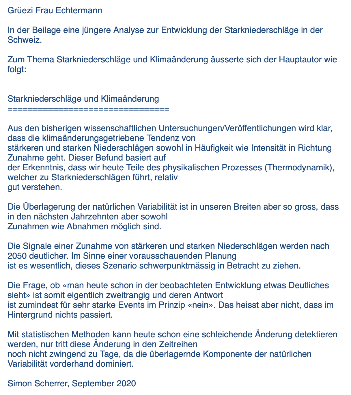 E-Mail von Meteoschweiz