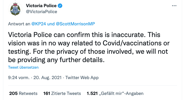 Tweet der Polizei Victoria in Australien