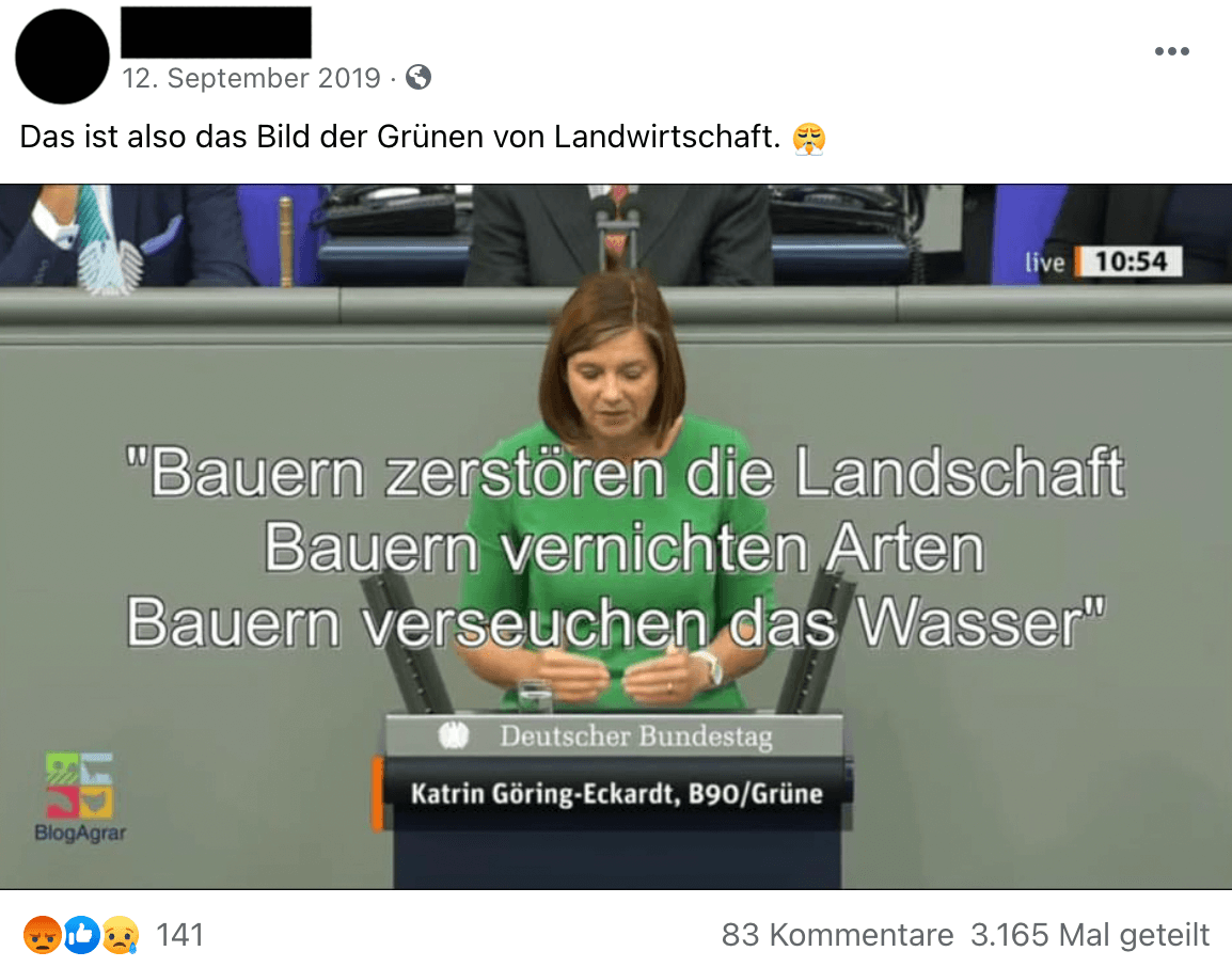 Auf Facebook verbreitet sich dieses falsche Zitat von Katrin Göring-Eckardt von September 2019 erneut