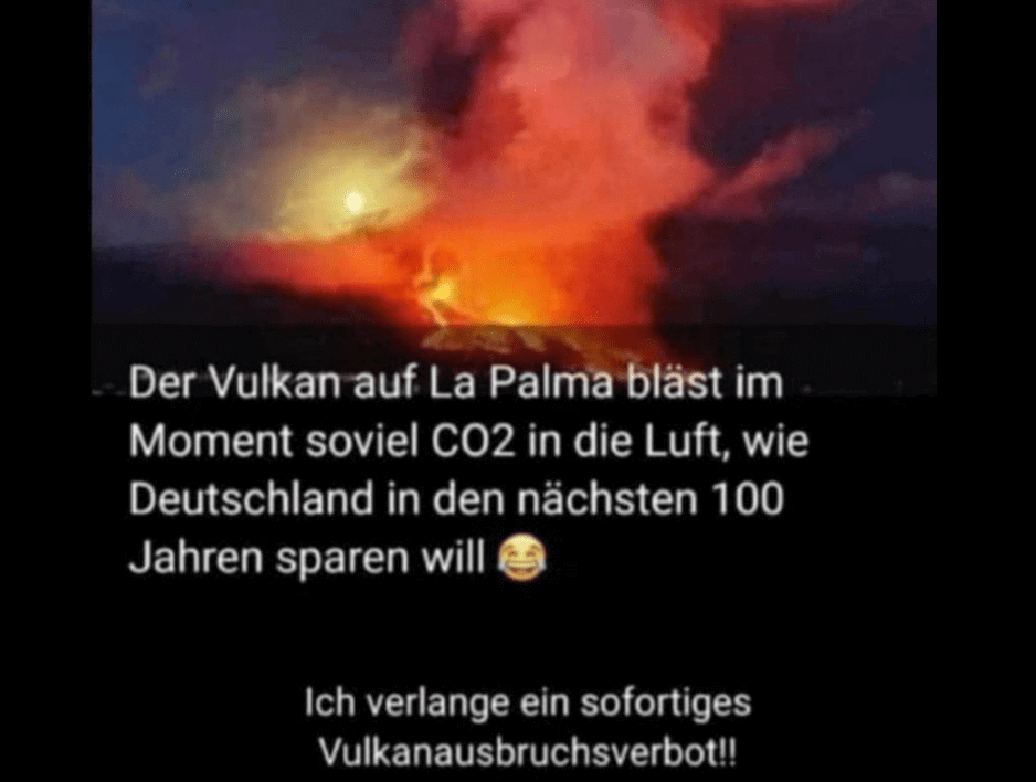 Facebook-Beitrag zum Vulkan auf La Palma