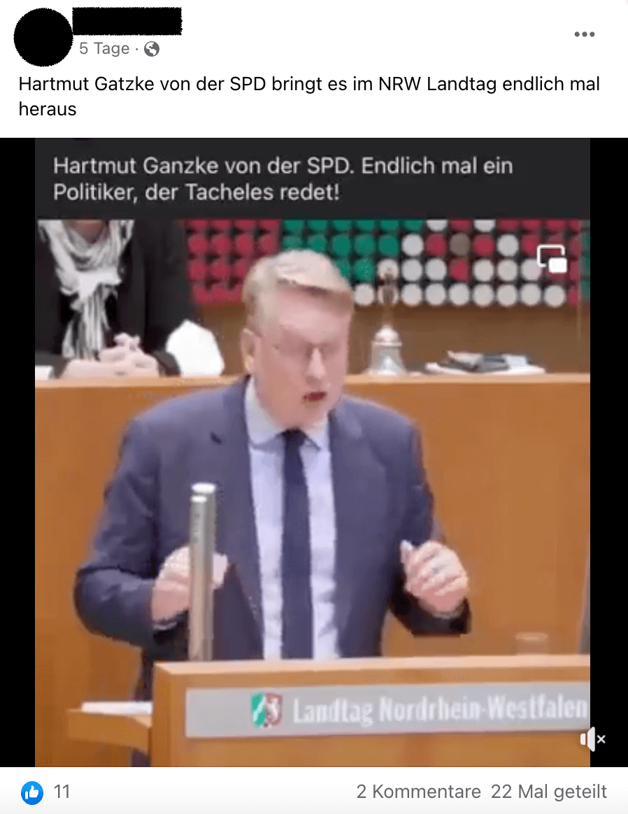 Netzwerken kursiert eine Rede des AfD-Politikers Markus Wagner; behauptet wird, sie sei von dem SPD-Politiker Hartmut Ganzke 