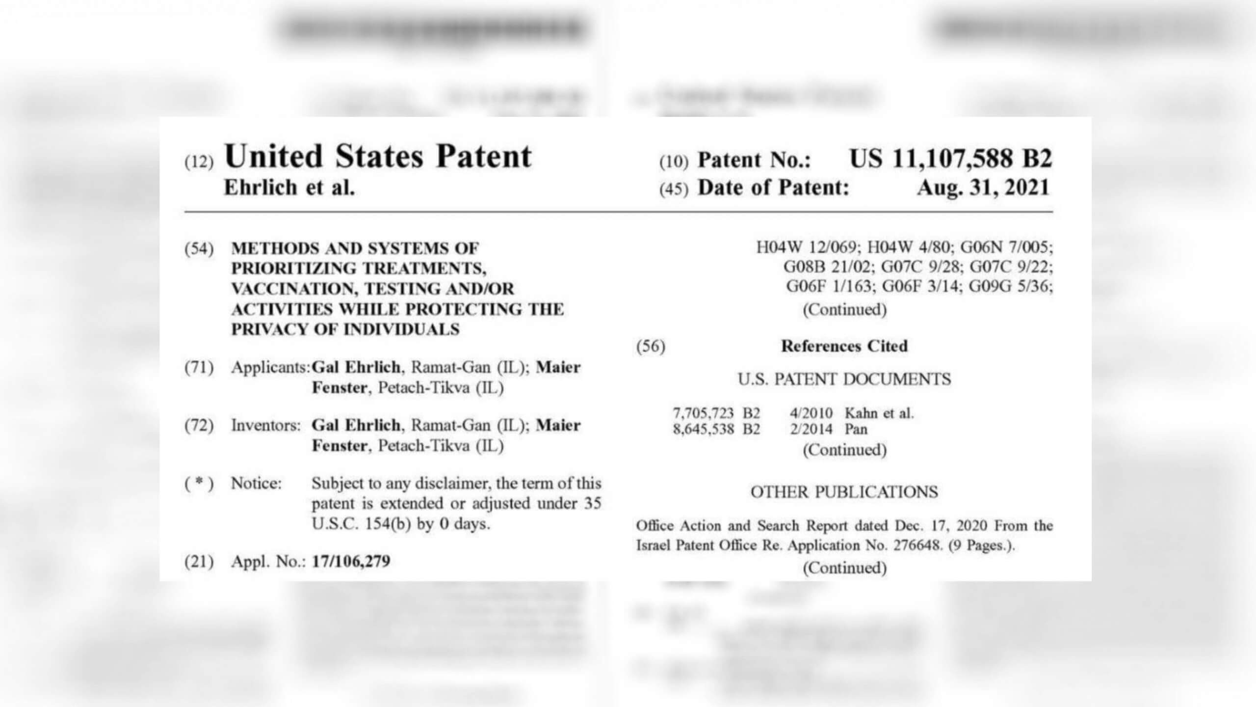 Patent von einer Anwaltskanzlei in Israel