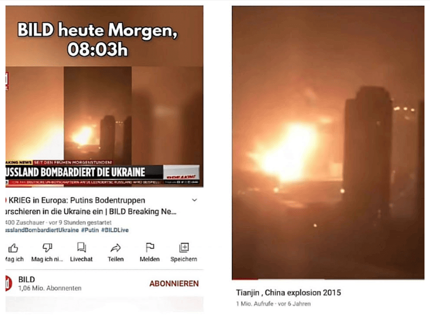Bild-Video und Youtube Video der Explosion in China