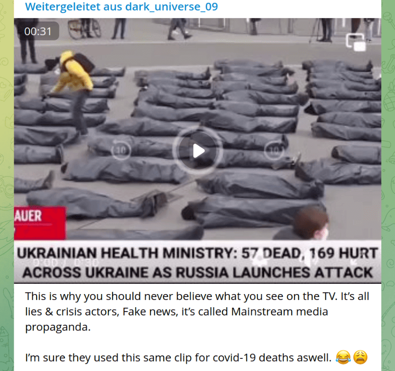 Der Beitrag suggeriert, mit dem Video würden „Fake News“ über die Ukraine verbreitet – das stimmt nicht