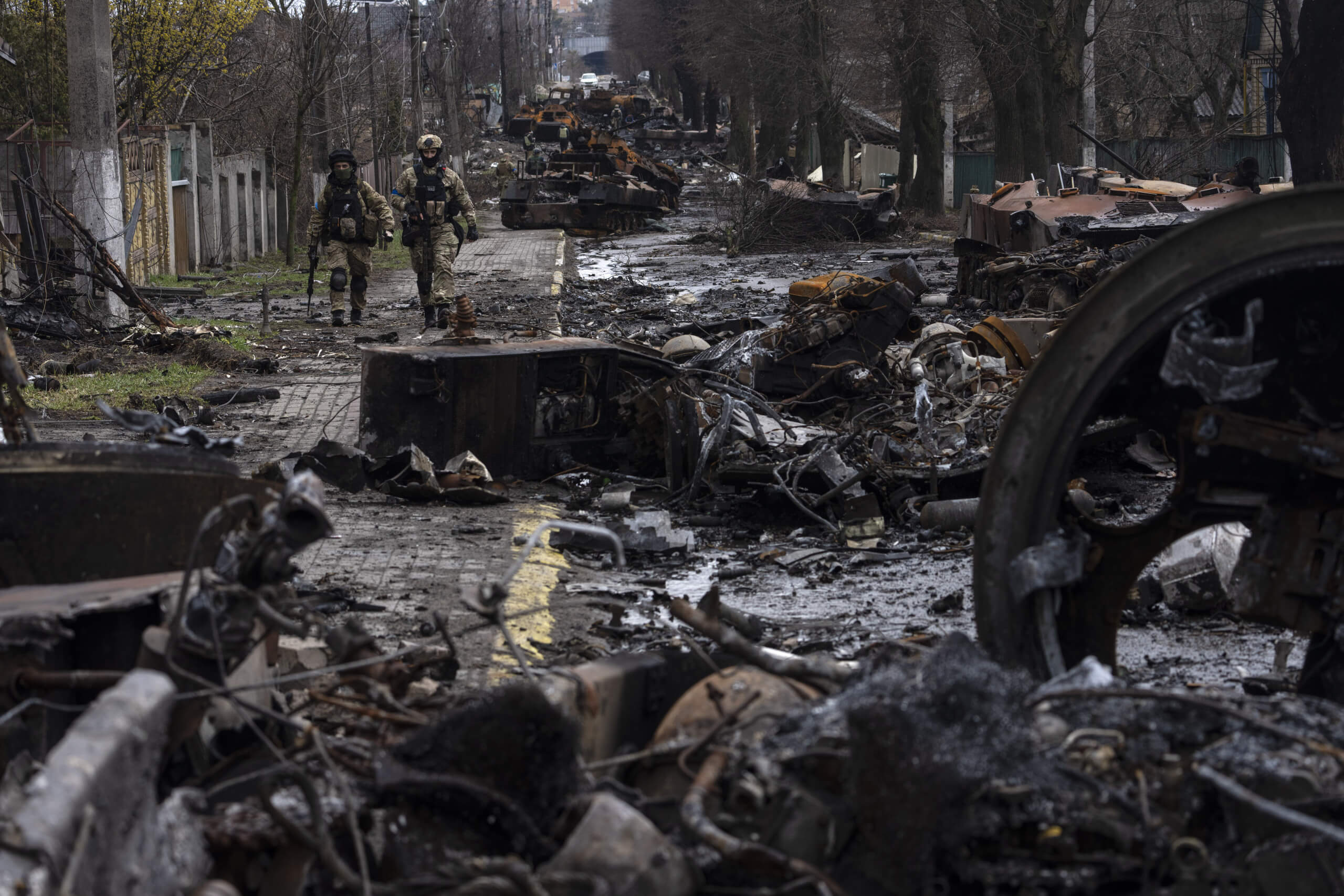 Verwüstung in der ukrainischen Stadt Butscha am 3. April 2022