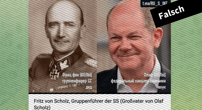 SS-Gruppenführer Fritz von Scholz und Olaf Scholz sind nicht verwandt