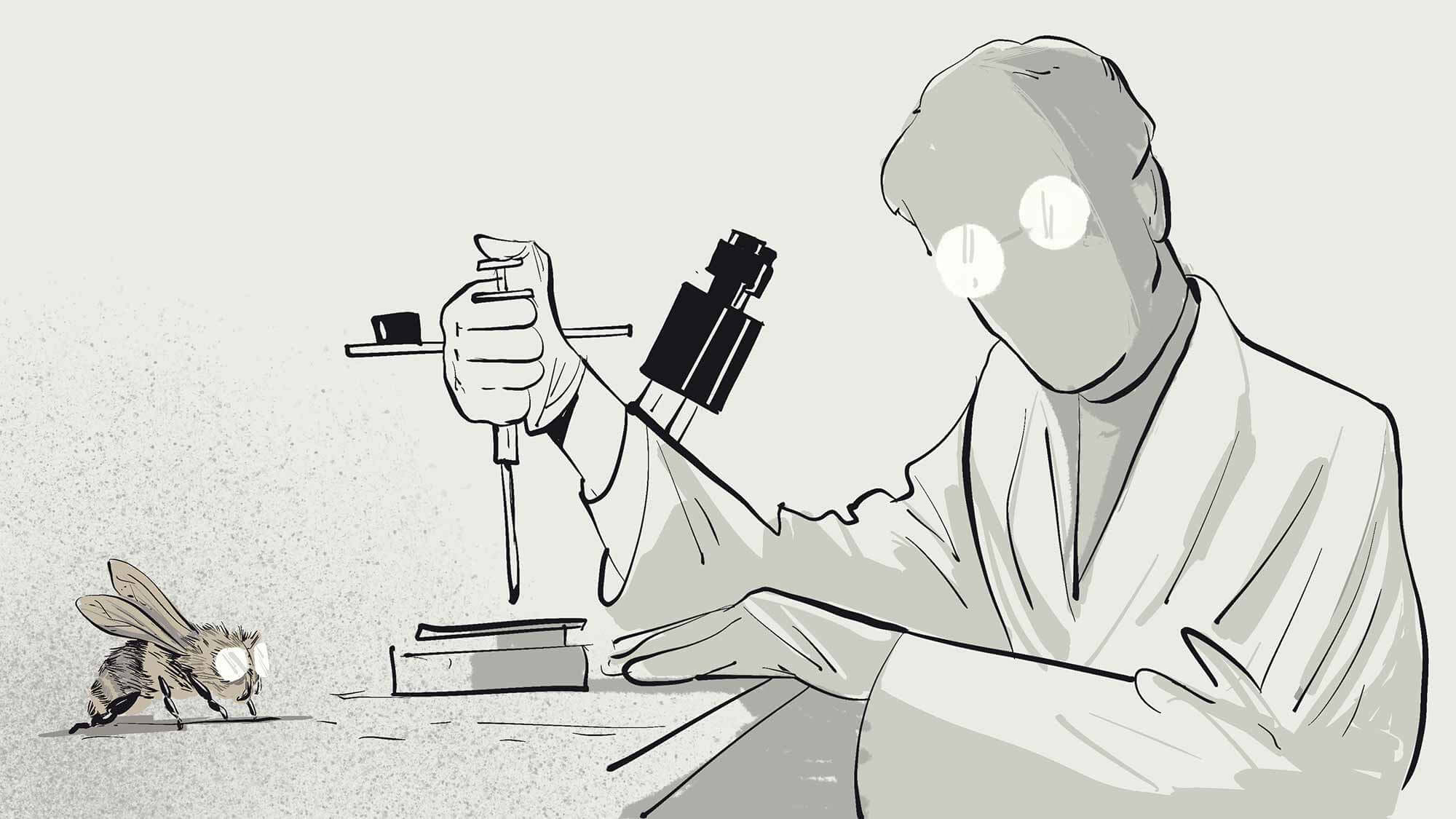 illustrierter wissenschaftler im labor