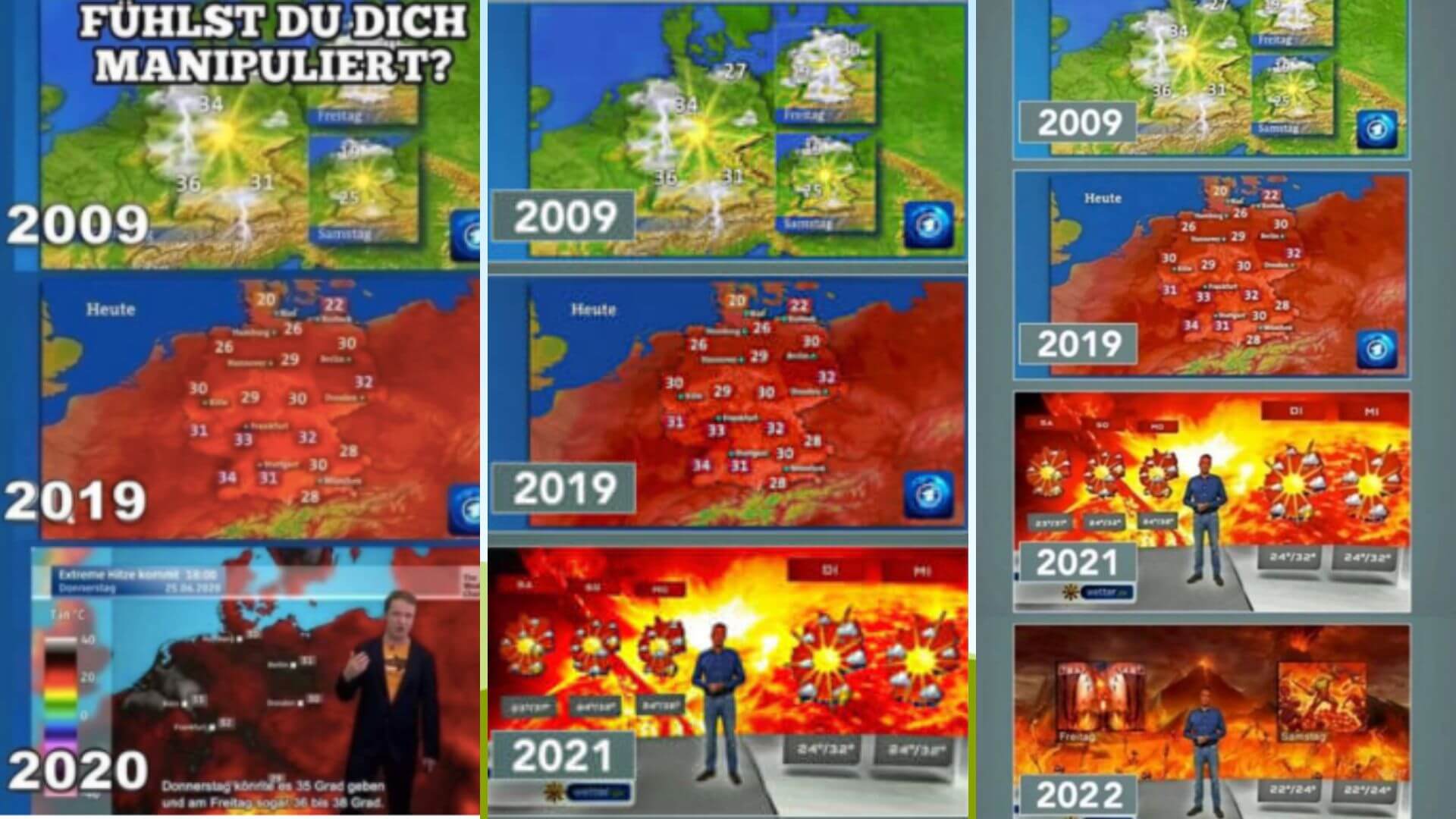 Collage der irreführenden Wetterkarten