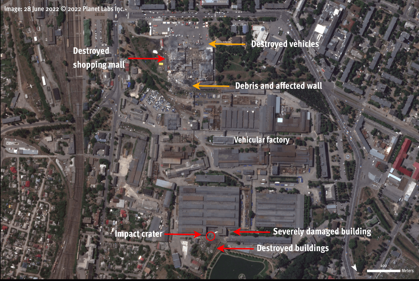 Satellitenbild zeigt das Einkaufszentrum