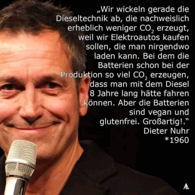 Zitat von Dieter Nuhr über CO2Bilanz von EAutos ist veraltet