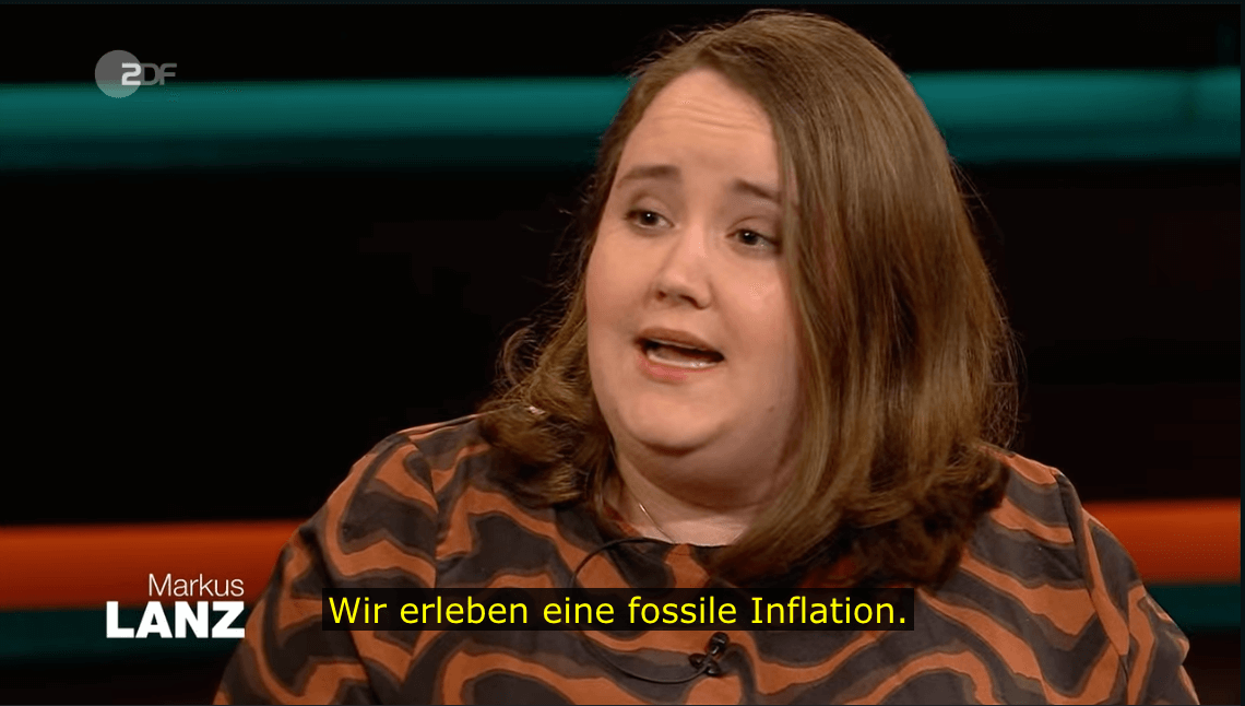 Grünen-Co-Vorsitzende Ricarda Lang sprach in der ZDF-Talkshow von Markus Lanz am 9. Februar unter anderem über die Inflation – dazu verbreitet sich auf Facebook ein erfundenes Zitat