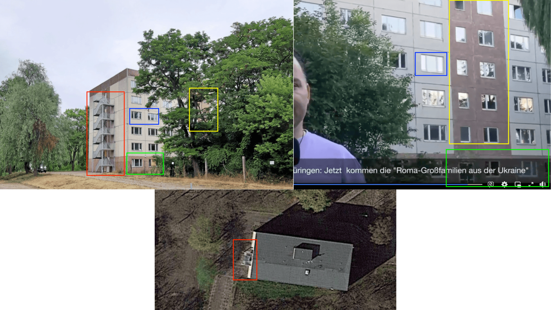 Ein Vergleich des Video mit einer Aufnahme der Thüringer Allgemeinen sowie mit einer Luftaufnahme bei Google-Maps zeigt: Das Haus befindet sich in Kölleda im Landkreis Sömmerda