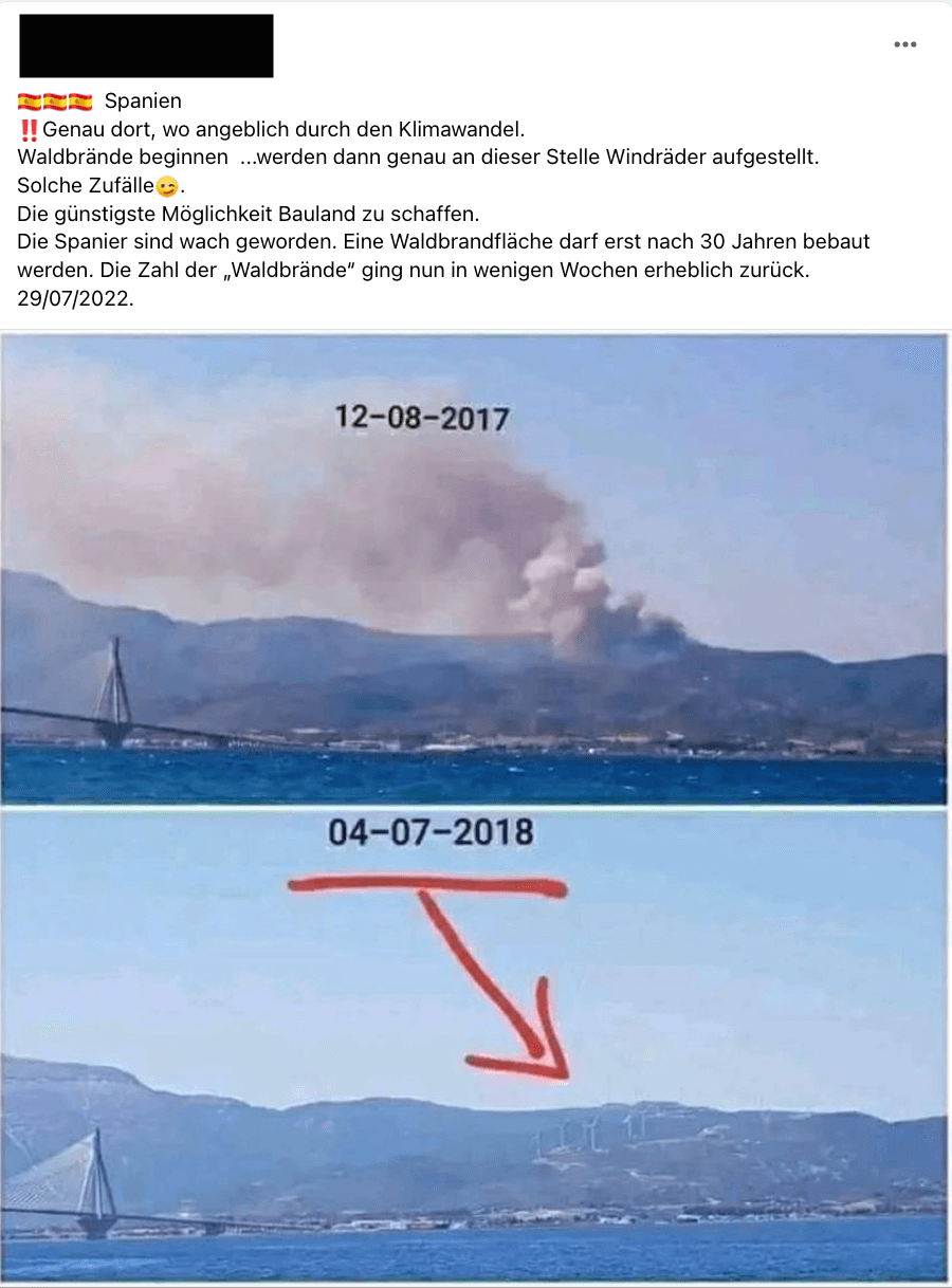 In Sozialen Netzwerken kursiert diese Collage mit der Behauptung, die Fotos zeigten einen Küstenabschnitt in Spanien. Das ist falsch – es handelt sich um Griechenland.