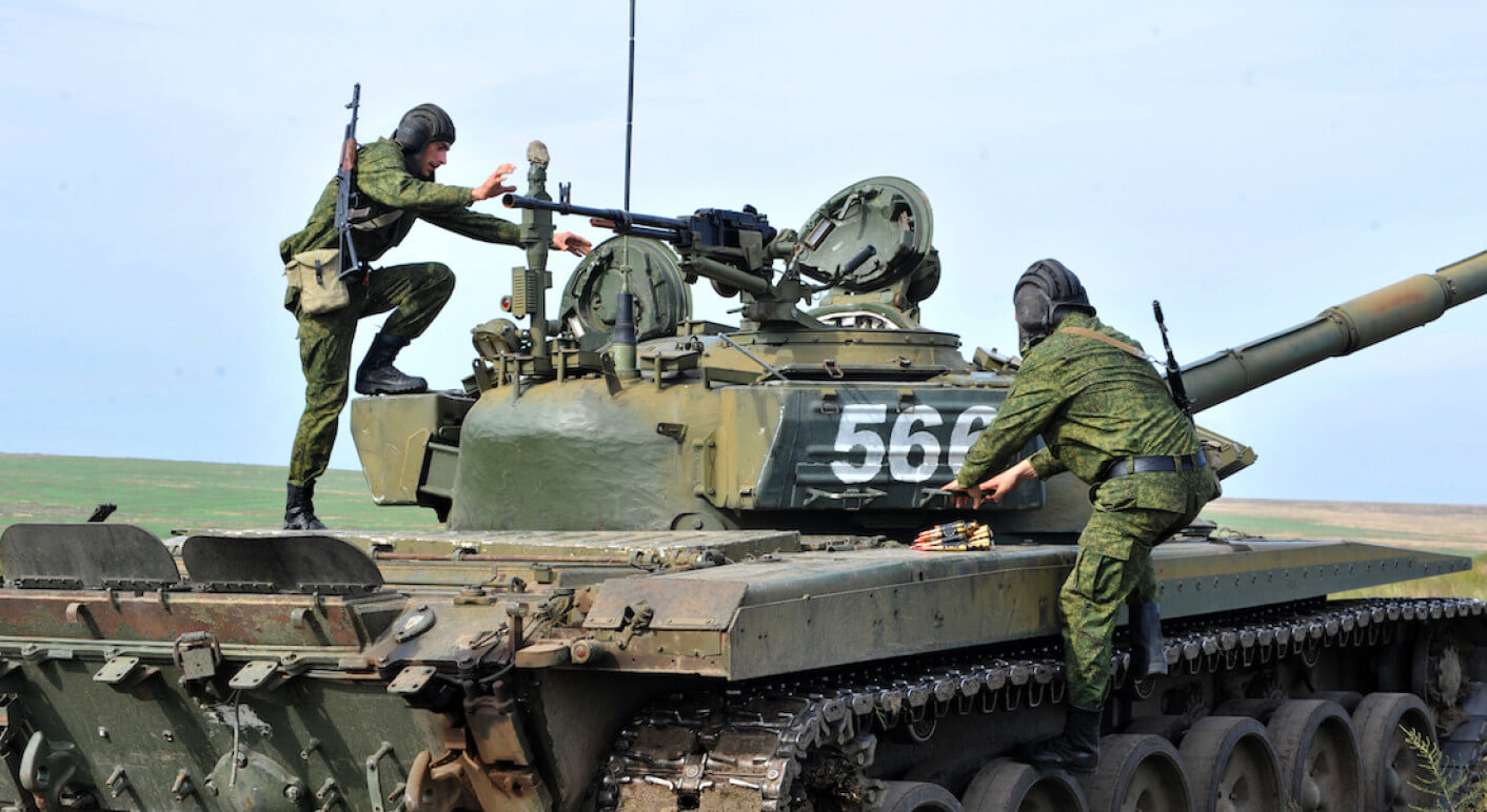 Russische Soldaten Panzer