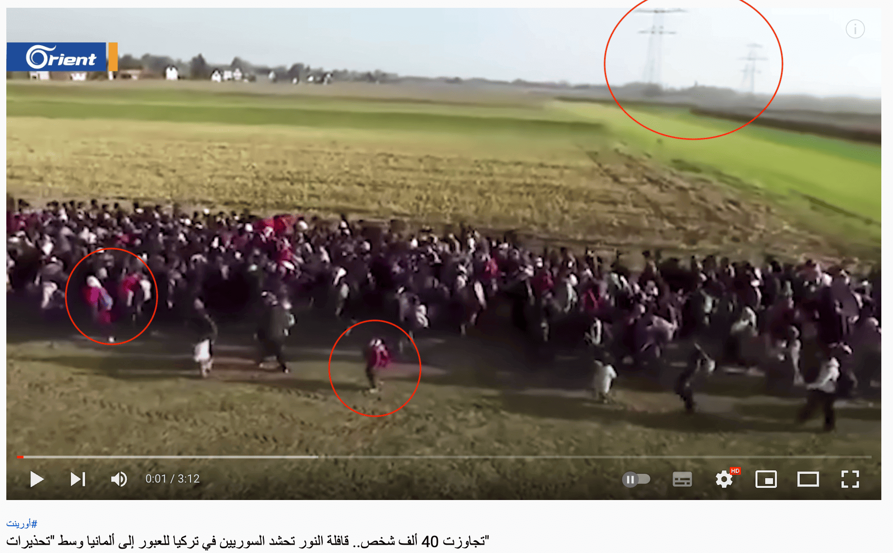 Arabisches Video von Orient TV zeigt viele Flüchtlinge auf einem Feld