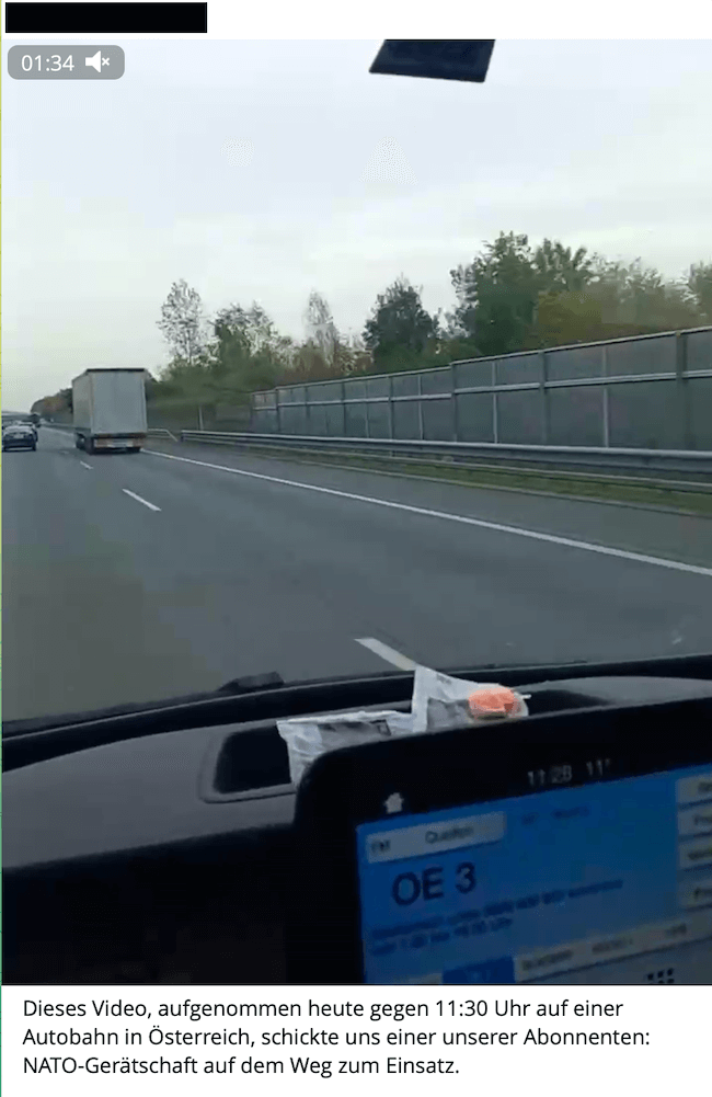 Screenshot eines Videos. Jemand filmt aus dem Auto heraus die Autobahn.