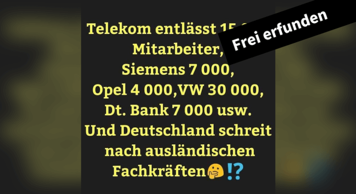 Dieses Sharepic macht seit 2018 die Runde, nun kursiert es erneut. Die Behauptung über den angeblichen Stellenabbau bei den deutschen Firmen ist falsch.