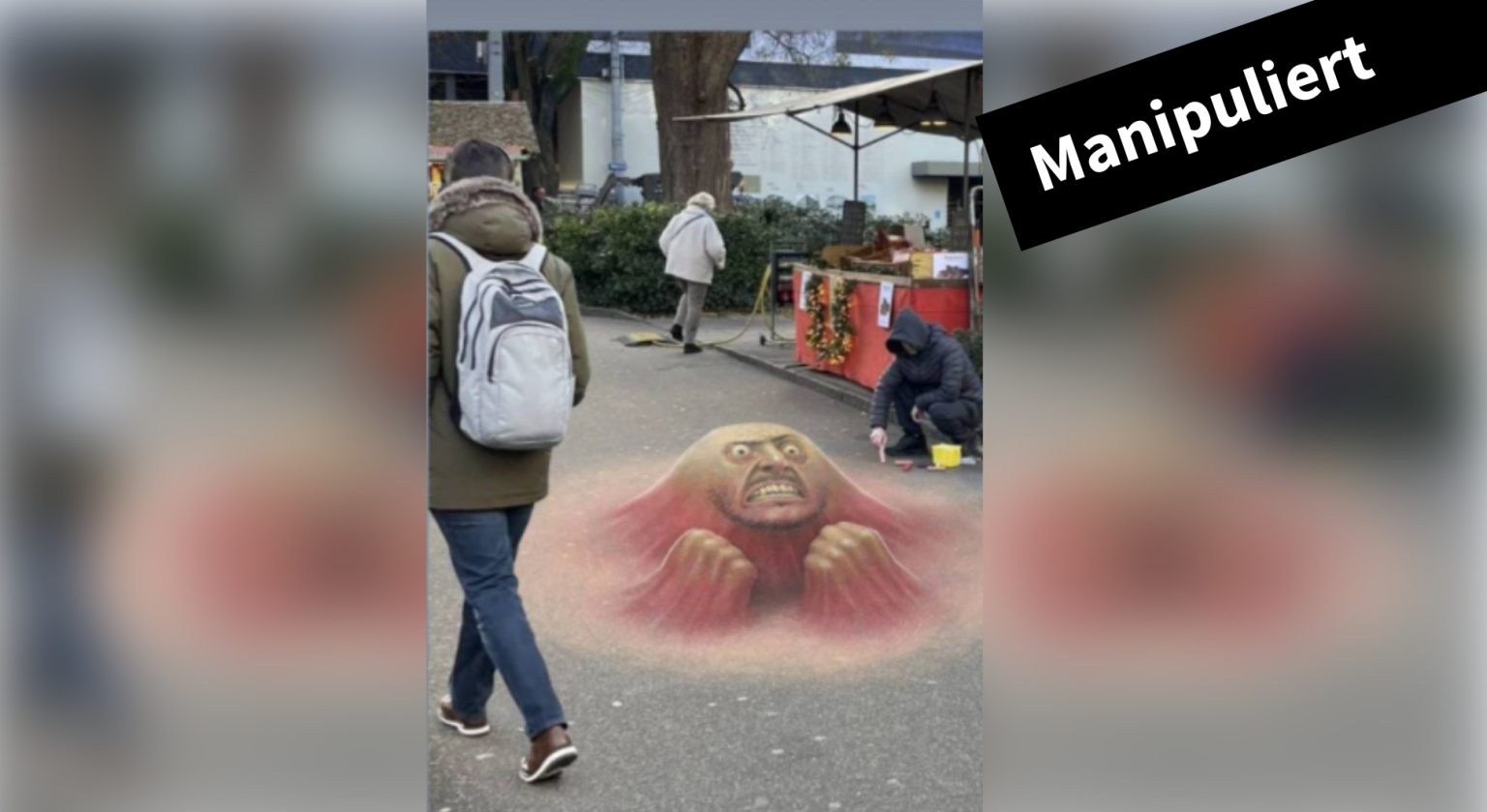 Manipuliertes Foto des angeblichen Graffiti