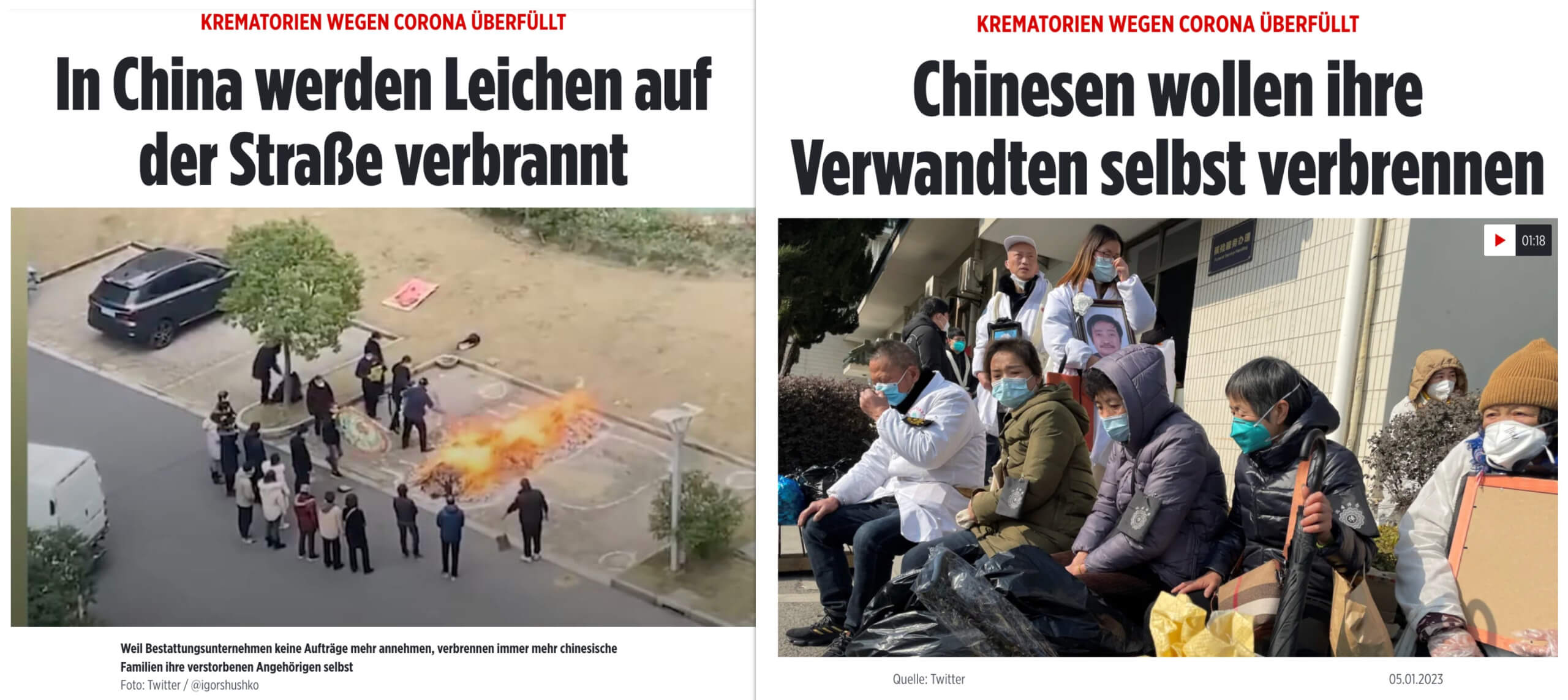 Bild änderte Überschrift des Artikels in „Chinesen wollen ihre Angehörigen selbst verbrennen“