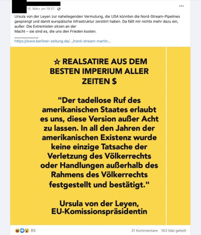 NordStreamSabotage Dieses Zitat von Ursula von der Leyen ist erfunden