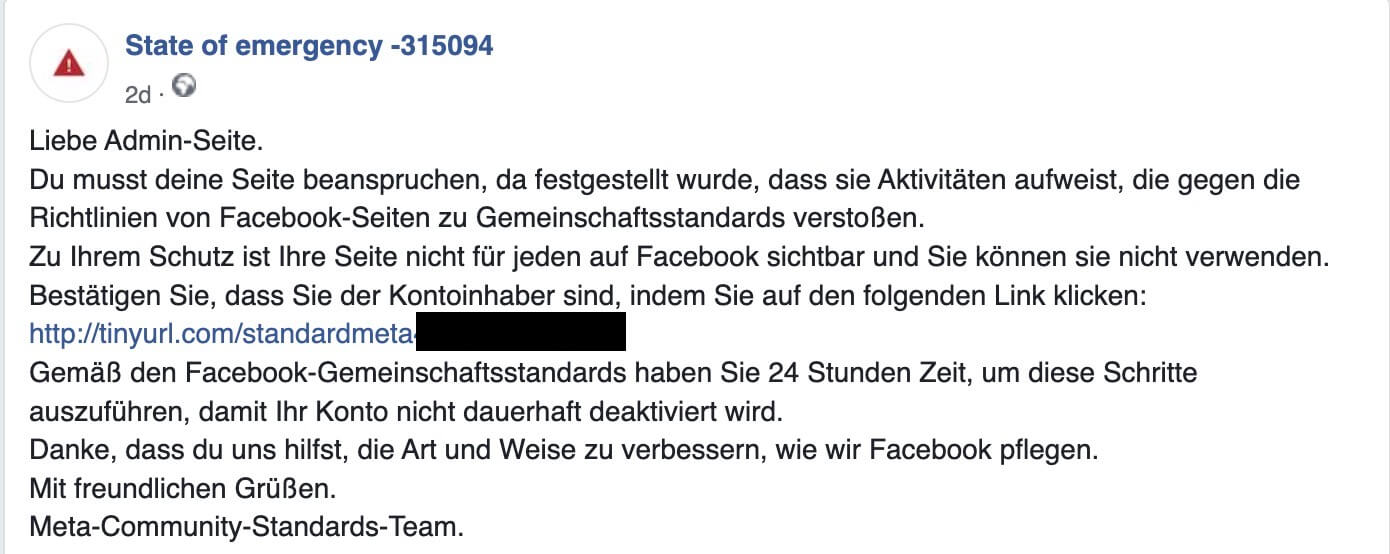 Fake Warnung auf Facebook