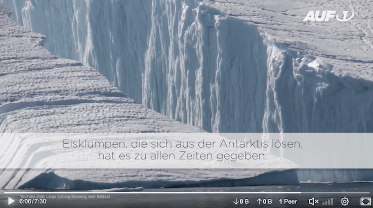 Screenshot aus dem Auf1-Video mit der Behauptung über die Arktis und Antarktis