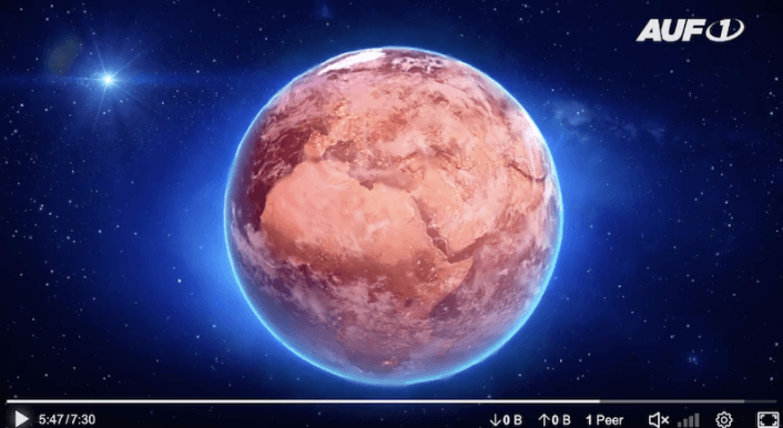 Klimawandel Screenshot aus dem Auf1-Video: Zu sehen ist die sich erwärmende Erde im Weltall