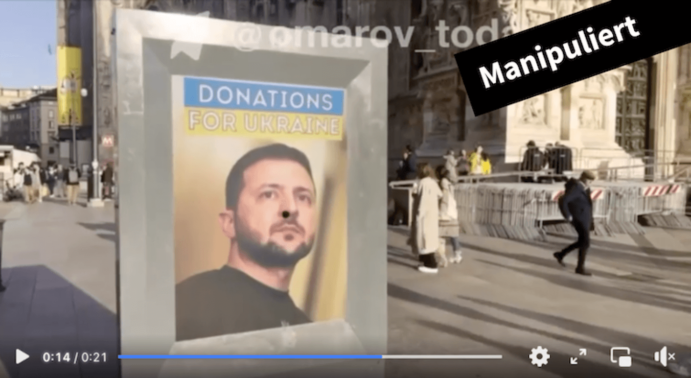 video-plakatwand-selenskyj-spenden-mailand-manipuliert