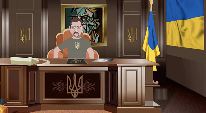 Dieser Screenshot stammt aus einer russischen Propaganda-Serie. Diese ist Teil einer anti-ukrainischen Desinformation-Kampagne.