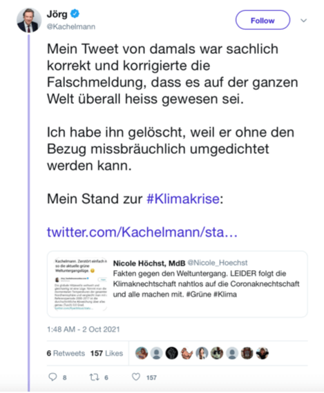 Kachelmann reagiert auf Twitter