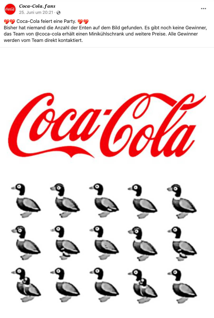 Fake-Gewinnspiel von Coca-Cola.