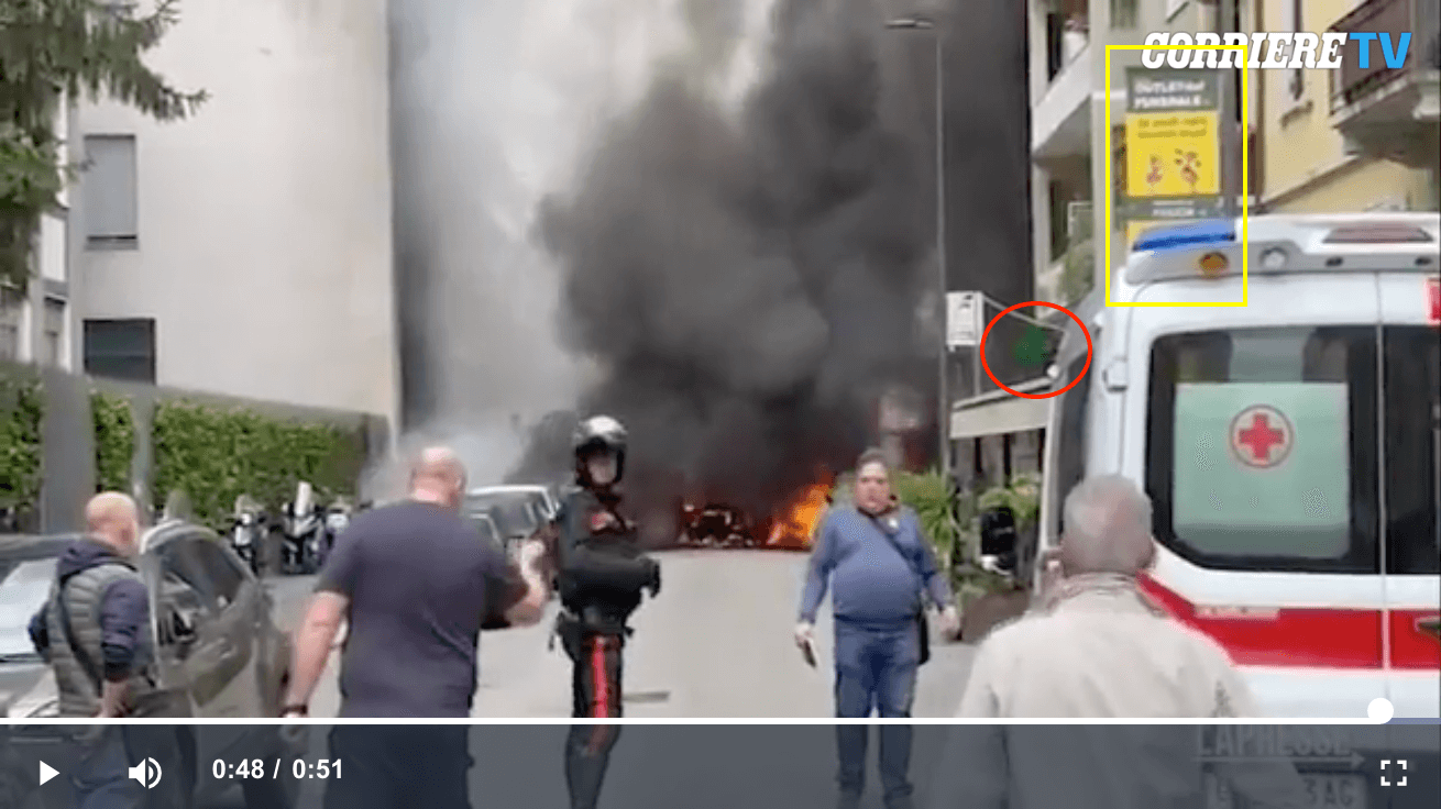 Eine Aufnahme der Zeitung Corriere della Serra vom 11. Mai 2023 belegt, dass das aktuell kursierende Video den Brand eines Lasters mit Sauerstoffflaschen zeigt