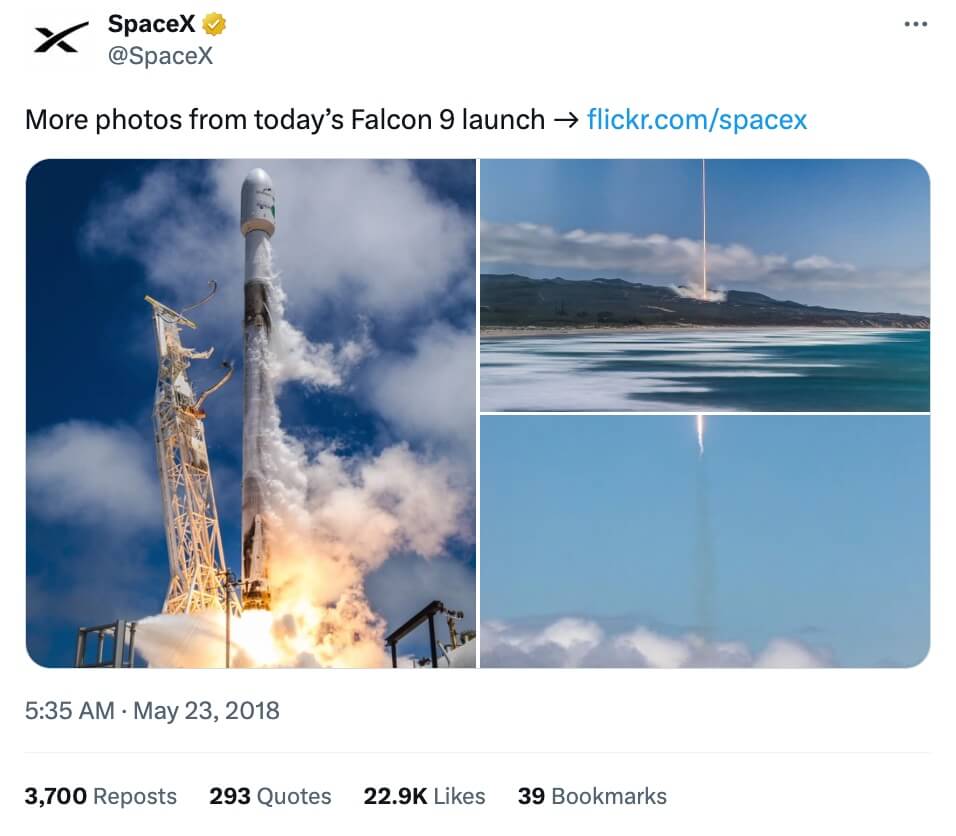 X-Beitrag des US-amerikanischen Raumfahrtunternehmen SpaceX.